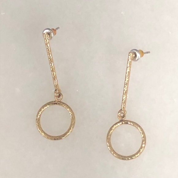 Stylish Gold Circle Drop Earrings | Lightweight & Versatile | - Picture 4 of 4